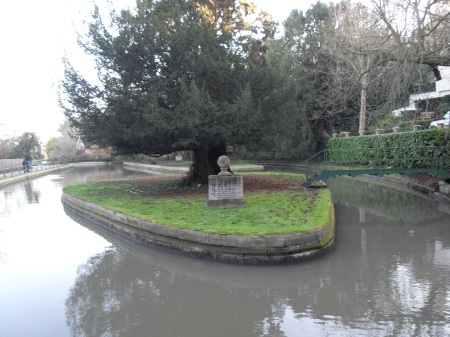 one of the islands in the New River at Amwell